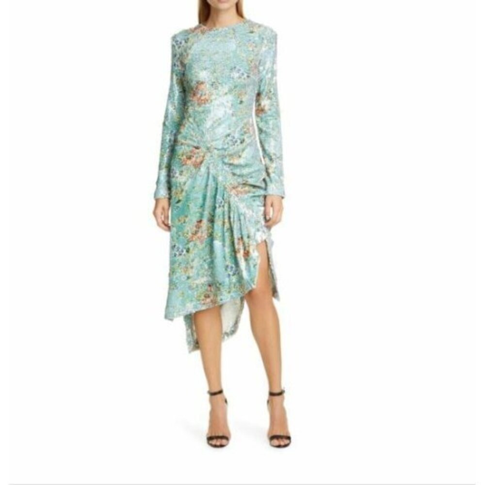 Preen By Thornton Bregazzi  Green Sequin Evening Cocktail Dress SZ S New